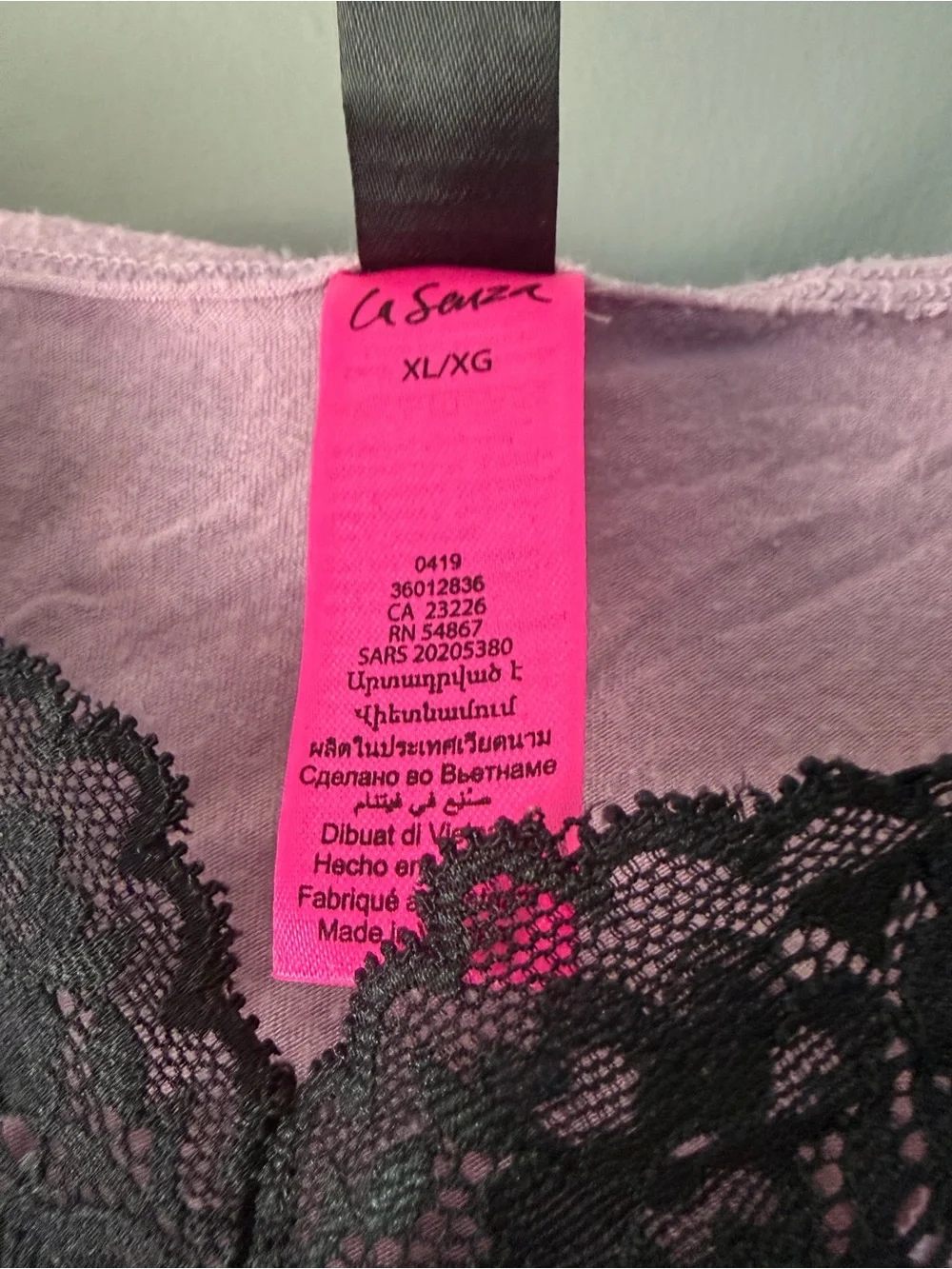 La SENZA Pink Camisole with Black Lace Detail - Picture 3 of 3